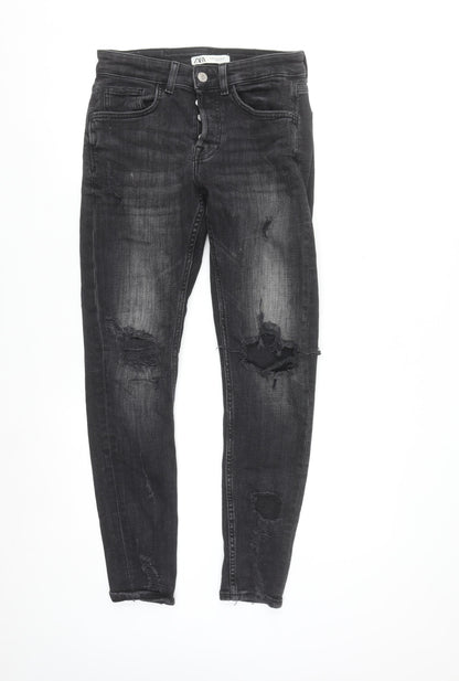 Zara Women's Black Distressed Skinny Jeans Size 10
