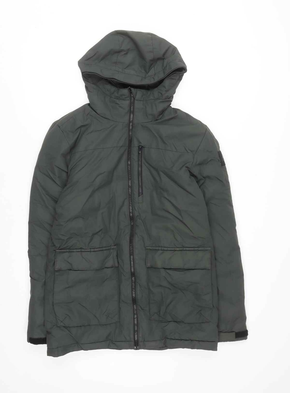 adidas Men’s Green Hooded Puffer Jacket S Windproof Full Zip