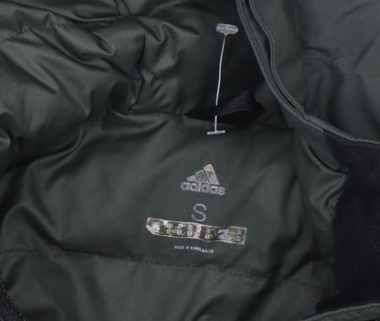 adidas Men’s Green Hooded Puffer Jacket S Windproof Full Zip