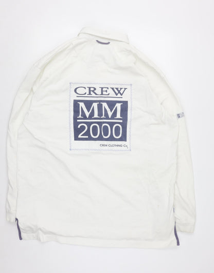 Crew Clothing Co Men's White XL Henley Style Sweatshirt