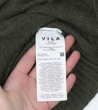 VILA Womens Green Roll Neck Knit Jumper XS