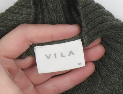 VILA Womens Green Roll Neck Knit Jumper XS