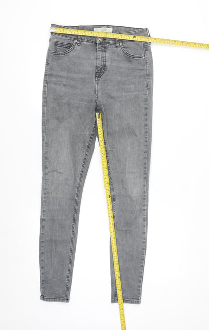 Topshop Women’s Grey Skinny Jeans Size 12 Regular Stretch Denim