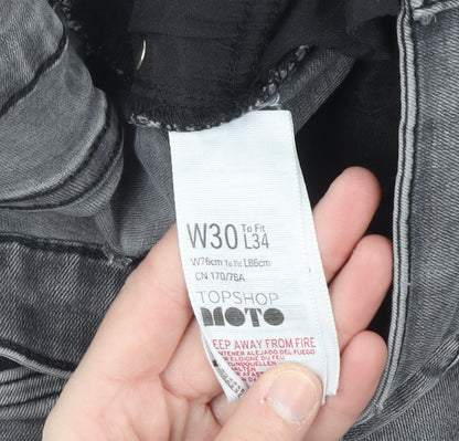 Topshop Women’s Grey Skinny Jeans Size 12 Regular Stretch Denim