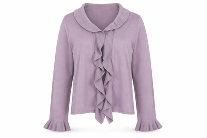 Wallis Women’s Purple Ruffle Collar Open Knit Cardigan Size 14