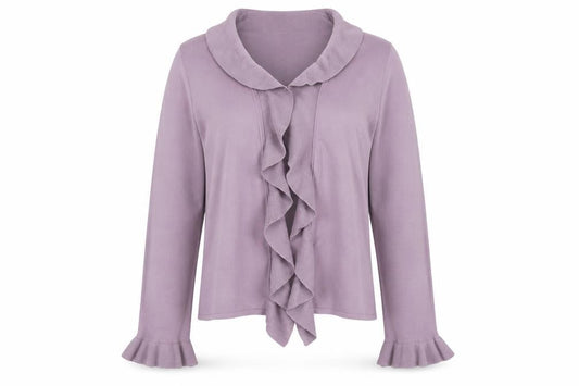 Wallis Women’s Purple Ruffle Collar Open Knit Cardigan Size 14