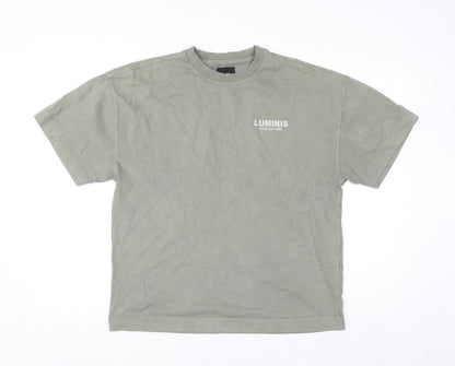 River Island Un_Planned Mens Khaki Crew Neck Graphic T-Shirt Size S