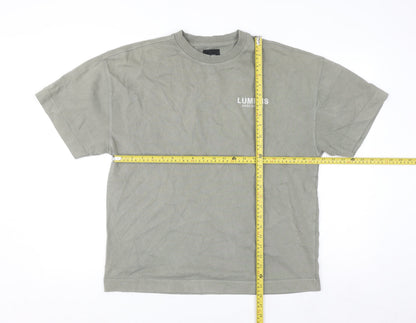 River Island Un_Planned Mens Khaki Crew Neck Graphic T-Shirt Size S