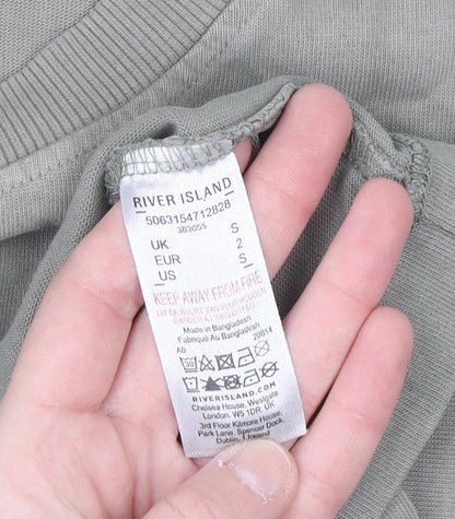 River Island Un_Planned Mens Khaki Crew Neck Graphic T-Shirt Size S
