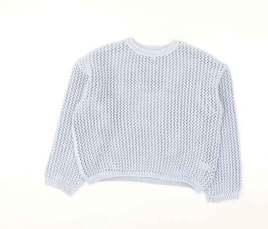 Marks and Spencer Women’s Blue Open-Knit Polyester Jumper L