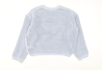 Marks and Spencer Women’s Blue Open-Knit Polyester Jumper L