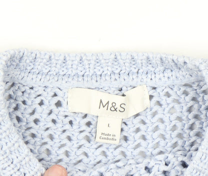 Marks and Spencer Women’s Blue Open-Knit Polyester Jumper L