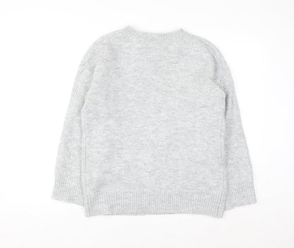 New Look Women's Grey Knit Crew Neck Pullover Jumper Size S