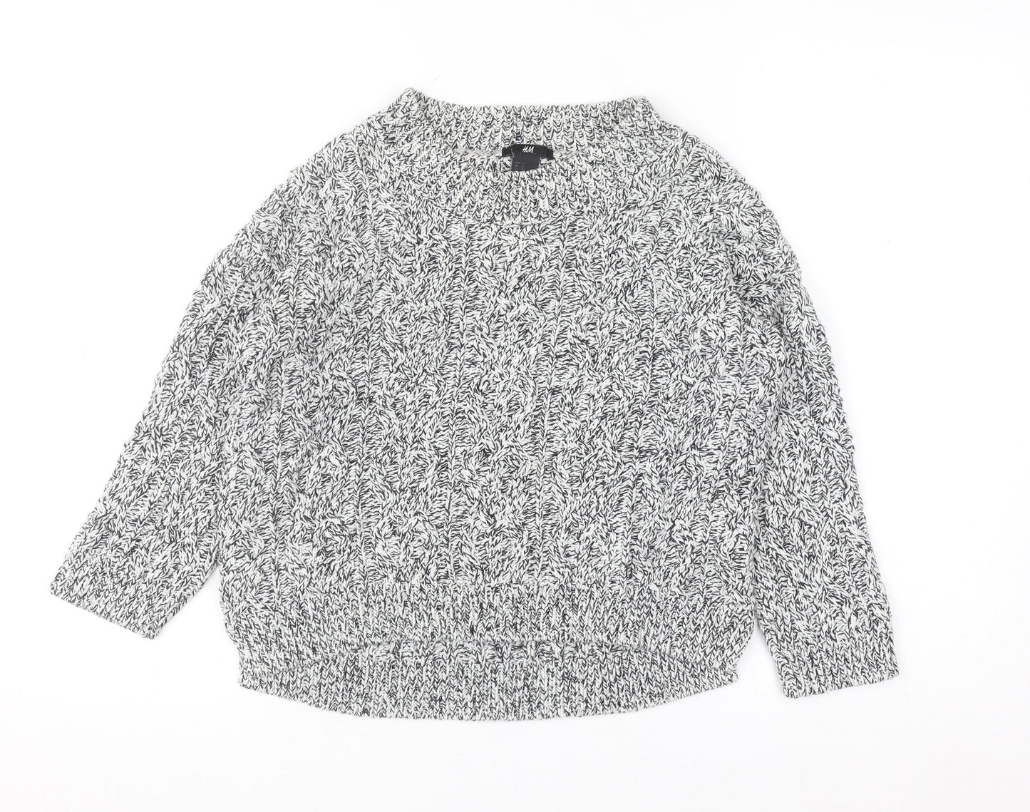 H&M Womens Grey Chunky Knit Pullover Jumper XS