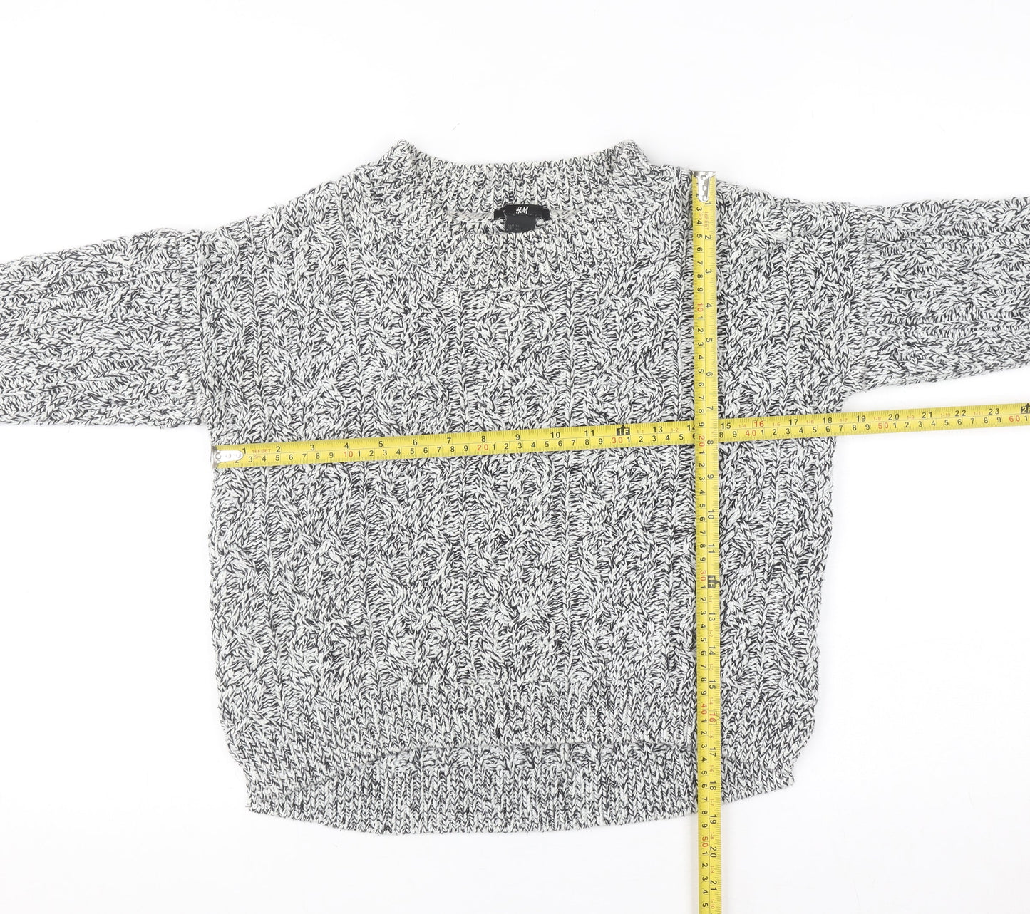 H&M Womens Grey Chunky Knit Pullover Jumper XS