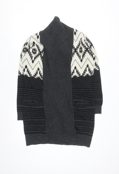 Punt Roma Women Black Aztec Knit Cardigan Size S Long Sleeve