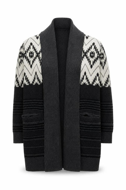 Punt Roma Women Black Aztec Knit Cardigan Size S Long Sleeve