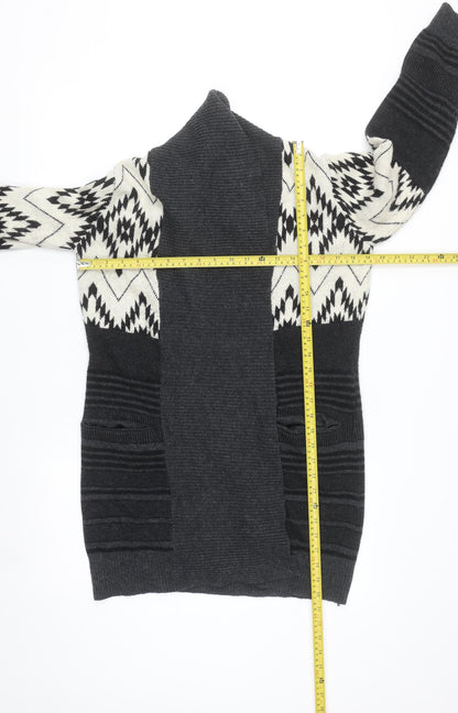 Punt Roma Women Black Aztec Knit Cardigan Size S Long Sleeve