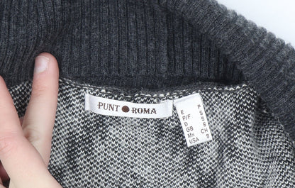Punt Roma Women Black Aztec Knit Cardigan Size S Long Sleeve
