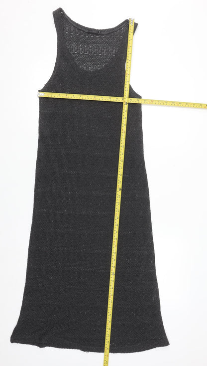 River Island Women’s Black Knit Tank Midi Dress Size 14 Sleeveless
