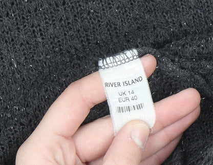 River Island Women’s Black Knit Tank Midi Dress Size 14 Sleeveless
