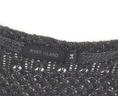 River Island Women’s Black Knit Tank Midi Dress Size 14 Sleeveless