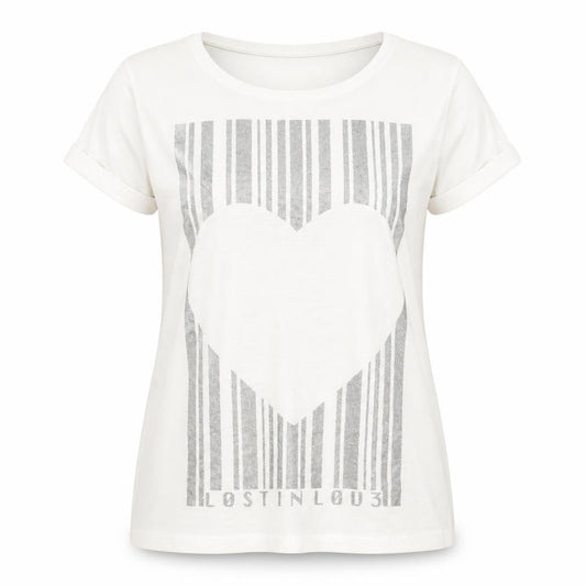Dorothy Perkins Women White Glitter Heart Graphic T-Shirt Size 12
