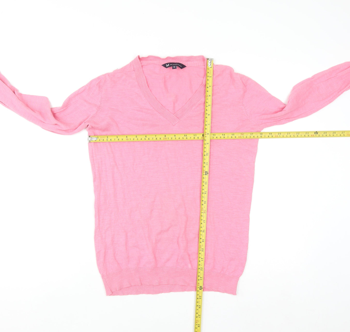 Crew Clothing Womens Pink Cotton V-Neck Jumper Size 12