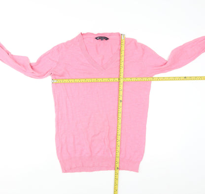 Crew Clothing Womens Pink Cotton V-Neck Jumper Size 12