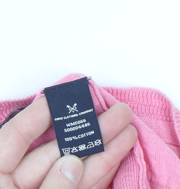 Crew Clothing Womens Pink Cotton V-Neck Jumper Size 12