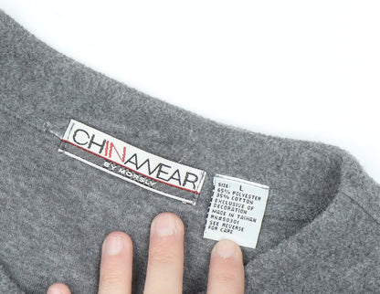 Chinawear Women's Grey Long Sleeve Cardigan L Vintage Knit