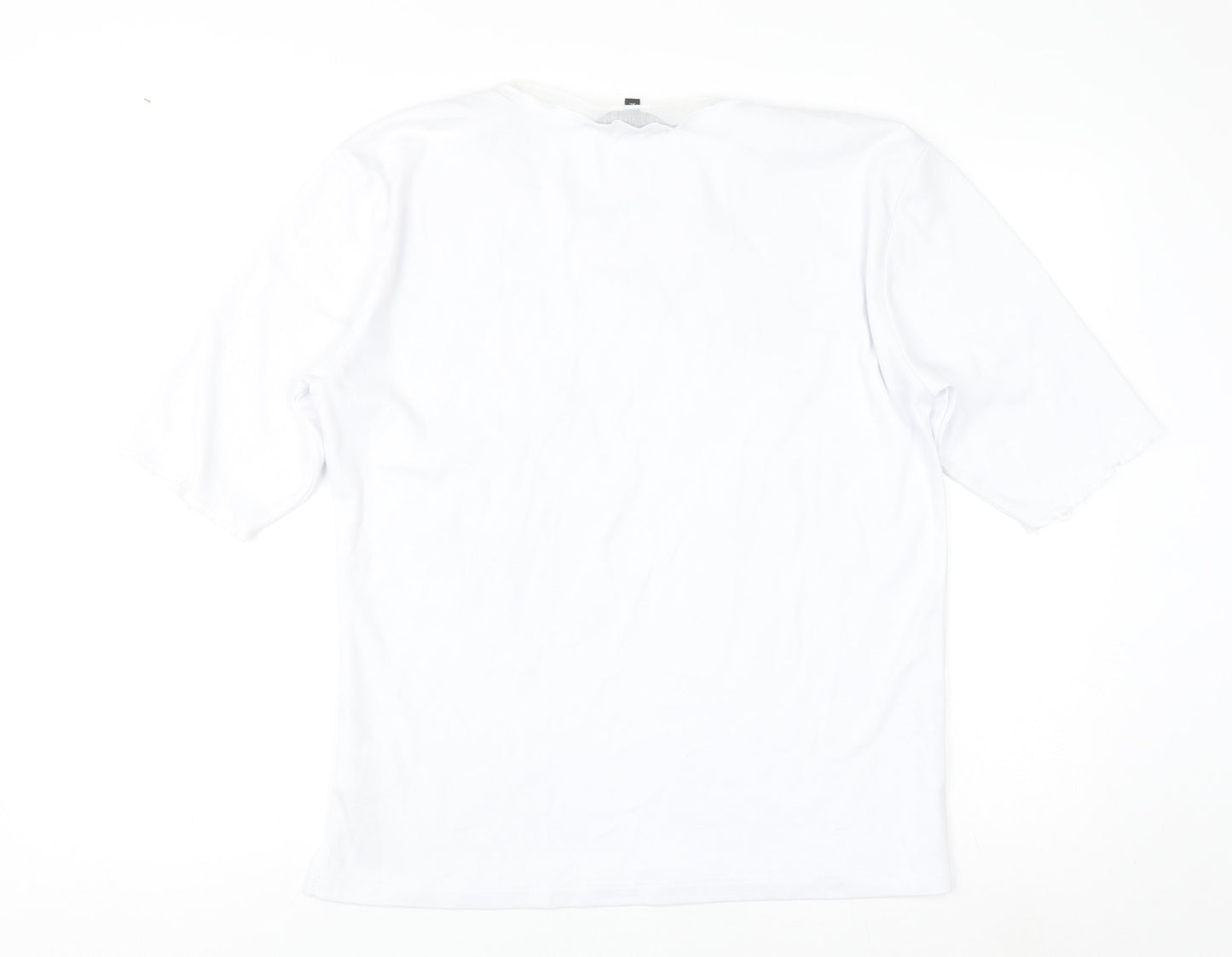 Lilly May Women’s White Floral Embroidered V-Neck Short Sleeve T-Shirt XL