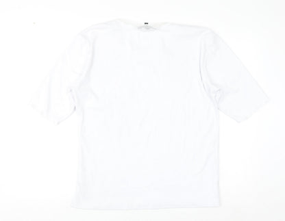 Lilly May Women’s White Floral Embroidered V-Neck Short Sleeve T-Shirt XL