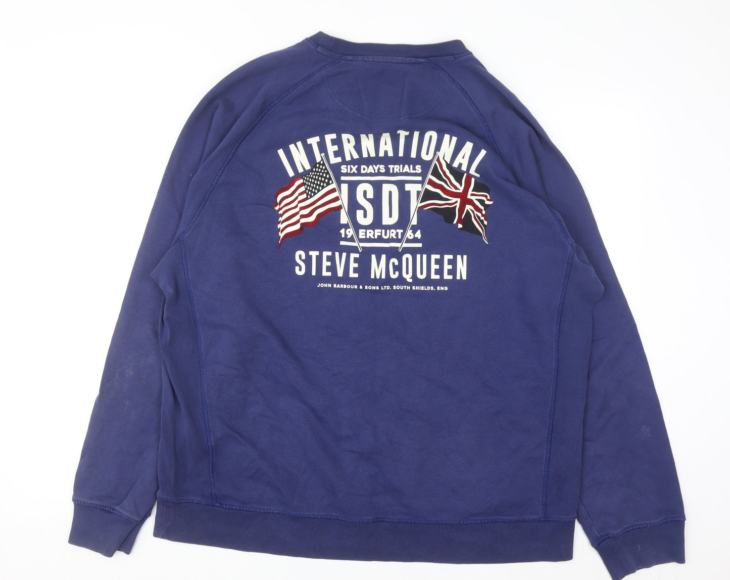 Barbour International Steve McQueen Blue Men's 2XL Crew Neck Sweatshirt