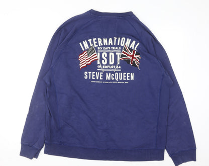 Barbour International Steve McQueen Blue Men's 2XL Crew Neck Sweatshirt