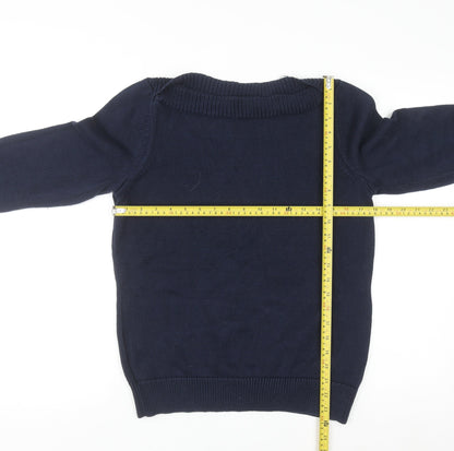 Ralph Lauren Women Blue Cotton Knit Jumper L Crew Neck Long Sleeve