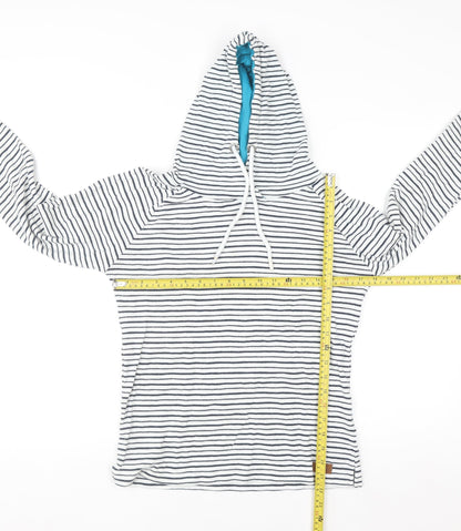 Trespass Women White Navy Striped Pullover Hoodie UK 10 S 100% Cotton