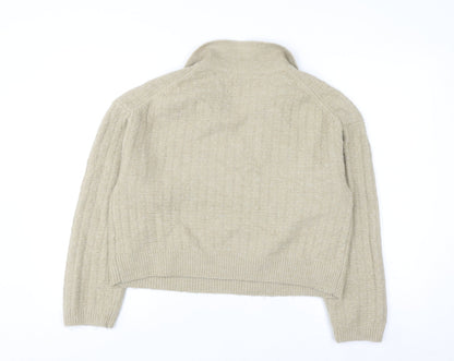 Zara Women Beige Collared Knit Pullover Jumper Size S