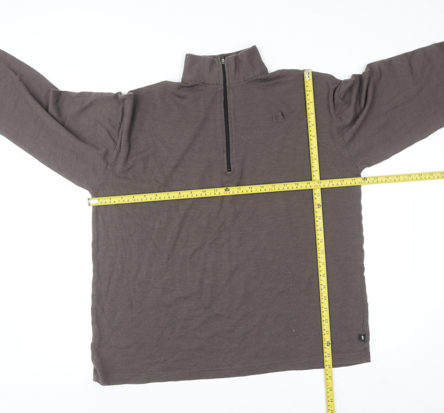 Glowing Sky Men's Brown Merino Wool 1/2 Zip High Neck Sweatshirt L
