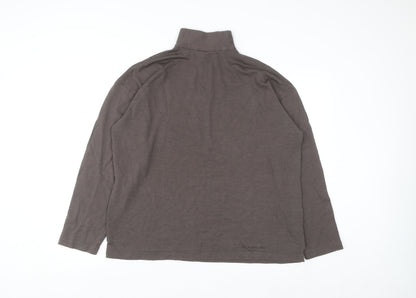 Glowing Sky Men's Brown Merino Wool 1/2 Zip High Neck Sweatshirt L