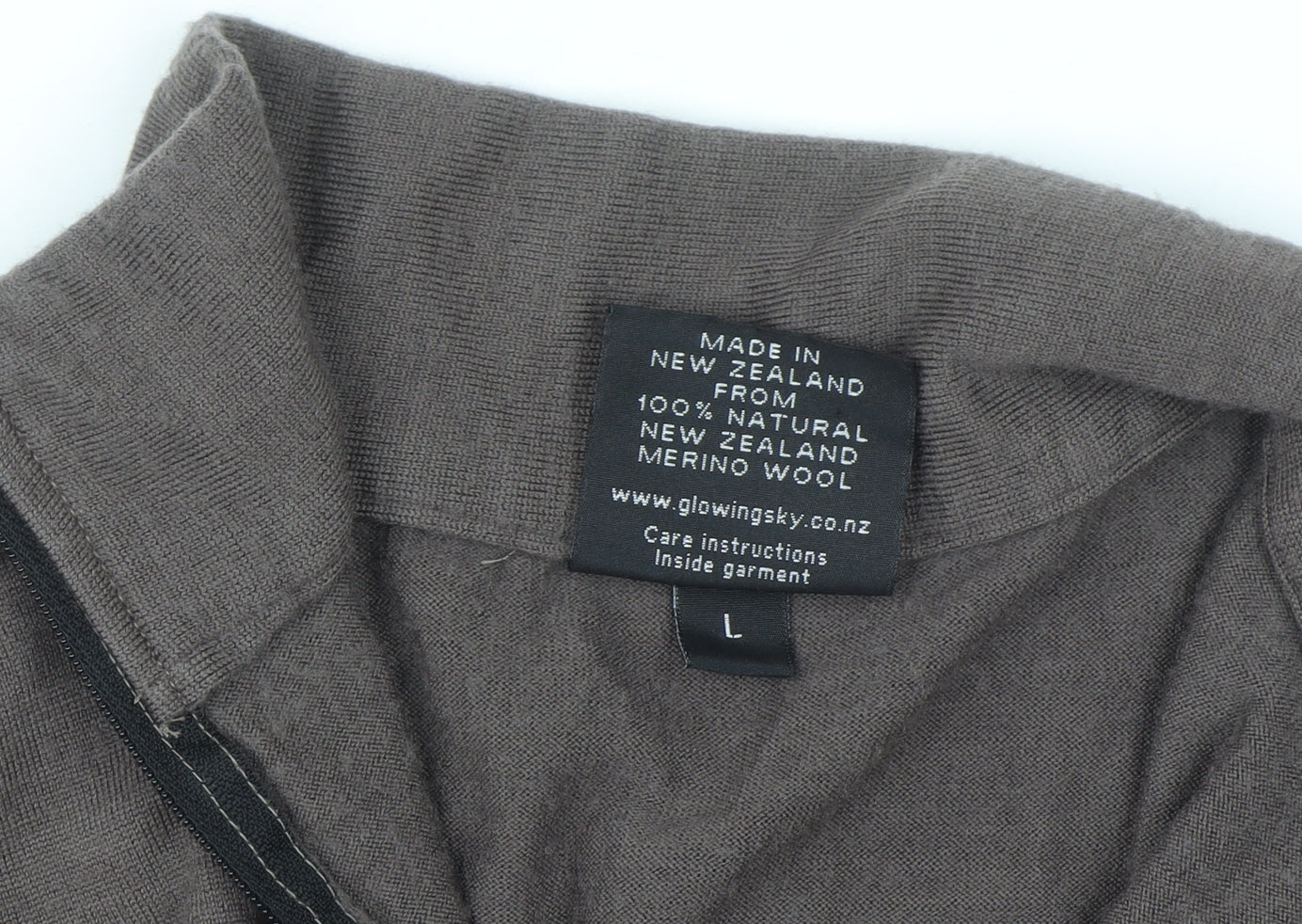Glowing Sky Men's Brown Merino Wool 1/2 Zip High Neck Sweatshirt L