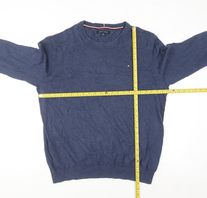 Tommy Hilfiger Men Blue XL Cotton Crew Neck Pullover Jumper