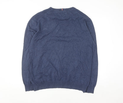 Tommy Hilfiger Men Blue XL Cotton Crew Neck Pullover Jumper