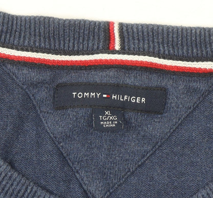 Tommy Hilfiger Men Blue XL Cotton Crew Neck Pullover Jumper