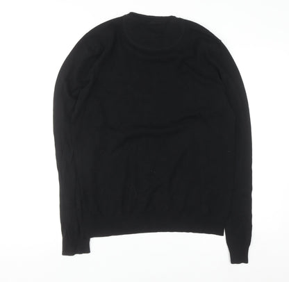 Guess Men's Black Crew Neck Logo Pullover Jumper Size M