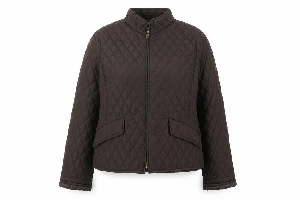 Olsen Women's Brown Quilted Mid-Length Jacket Size 12
