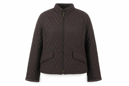 Olsen Women's Brown Quilted Mid-Length Jacket Size 12