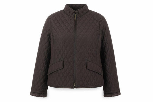 Olsen Women's Brown Quilted Mid-Length Jacket Size 12