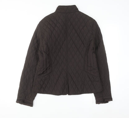 Olsen Women's Brown Quilted Mid-Length Jacket Size 12