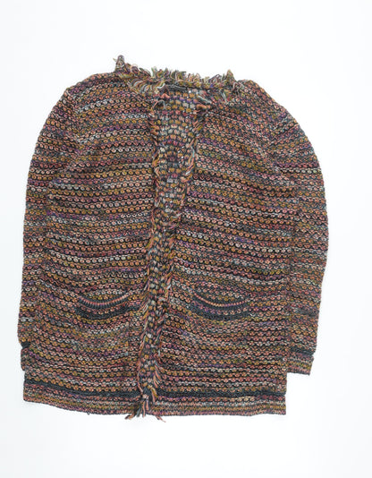 Peruvian Connection Women Multicoloured L Open-Knit Cotton Blend Cardigan